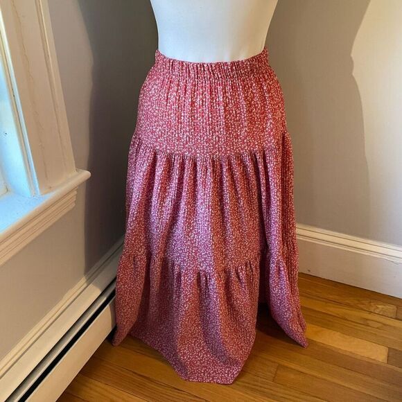 Pink Floral Three Tier Maxi Skirt, Small. Ultra feminine - Picture 7 of 9